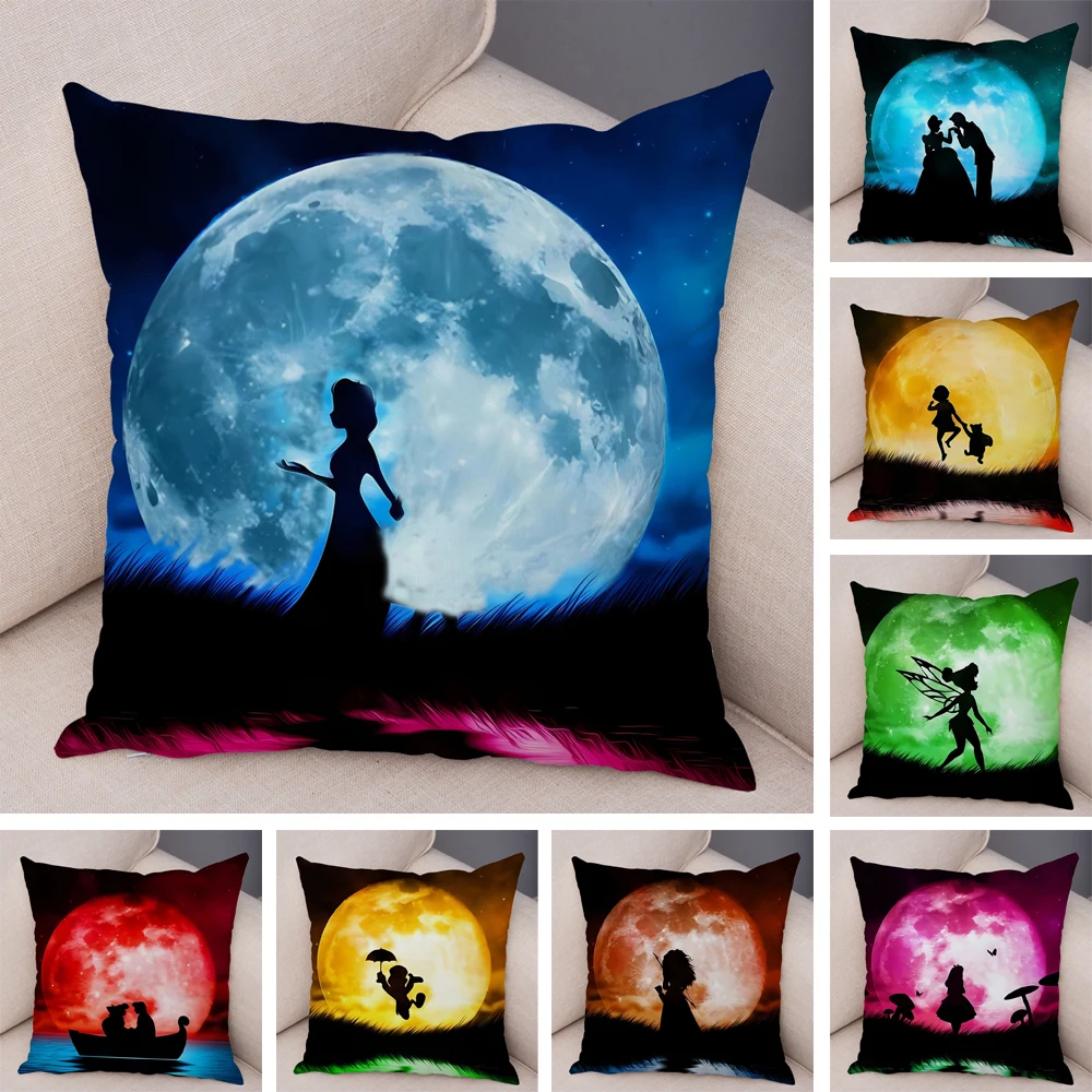 

Double Print Moon Cartoon Black Children Pillow Case Plush Decor Fairy Tale World Cushion Cover Throw Pillowcase for Sofa Home