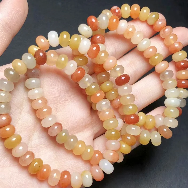 

Natural Yellow Jade Bracelet String Charms Handmade Fortune Energy Woman Amulet Jewelry Gift 1PCS