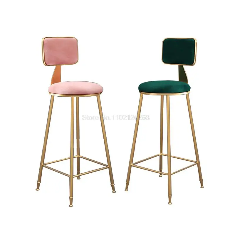 Tabouret de Bar Nordique en Fer Forgé avec Dossier, Chaise de Salle à Manger, Moderne et Minimaliste, 73