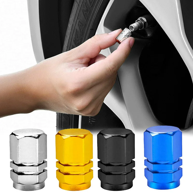 4pcs Universal Aluminum Alloy Auto Car Wheel Tire Valve Caps Tyre Rim Stem Covers Accessories for Auto Motorcycles Trucks Bikes