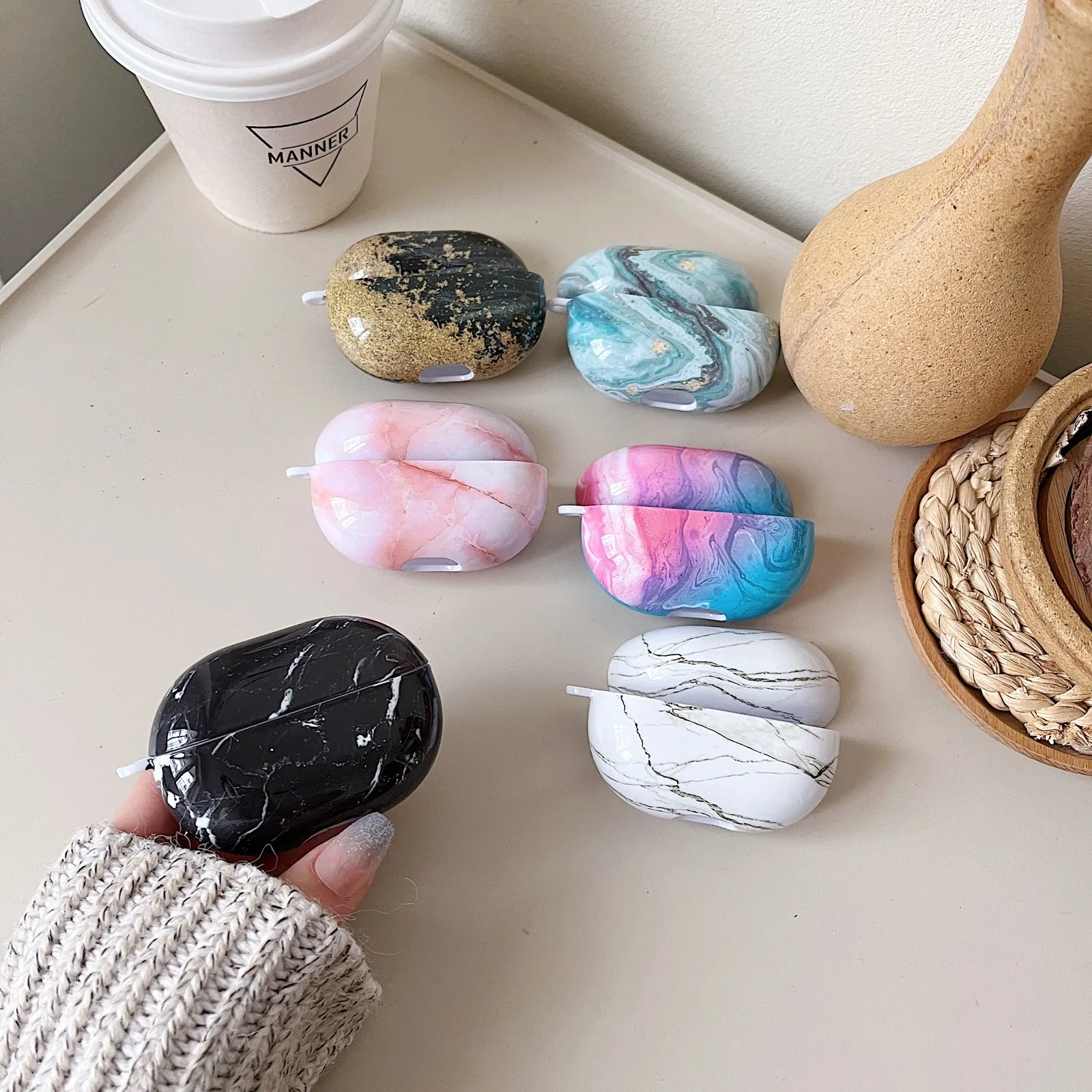 Freebuds Pro 3 케이스, 예술적 대리석 부드러운 표면 헤드폰, Funda 보호 하드 커버, 화웨이 Freebuds Pro 3 케이스 