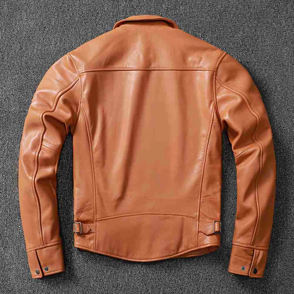 Winter Vintage Top Layer Cowhide Leather Jacket Men Plus Size Swallow Tail Short Slim Youth Trend Coat mens lambskin coat