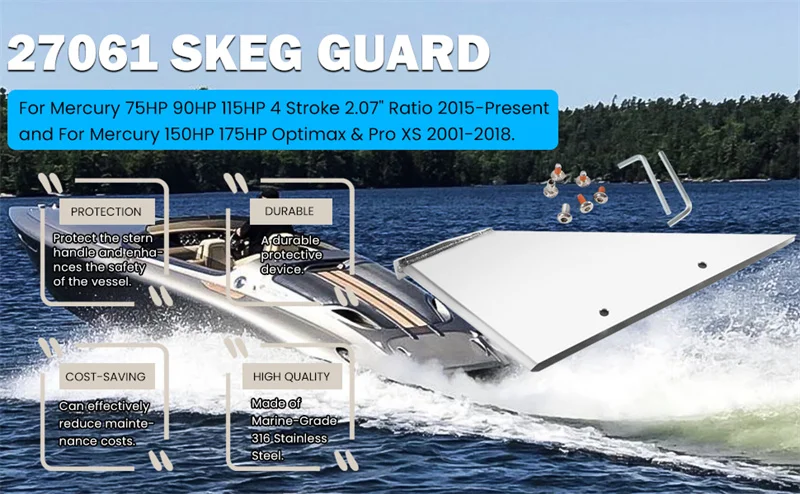 ANX 27061 Skeg-Schutz zur Reparatur beschädigter Skegs für Mercury/Mariner – Edelstahl-Schutzvorrichtung für Skegs, Bootsteil, Außenzubehör – Detail 10