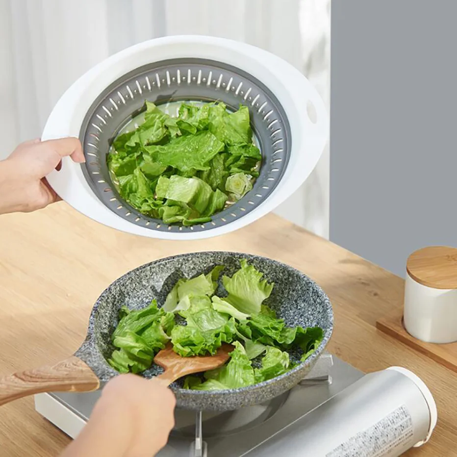 Kitchen Storage Basket Multi-use Fruit Vegetable Drainer Foldable - Image 4