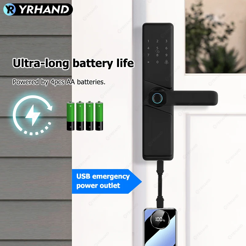 قفل باب إلكتروني ذكي مع بصمة الإصبع البيومترية واي...