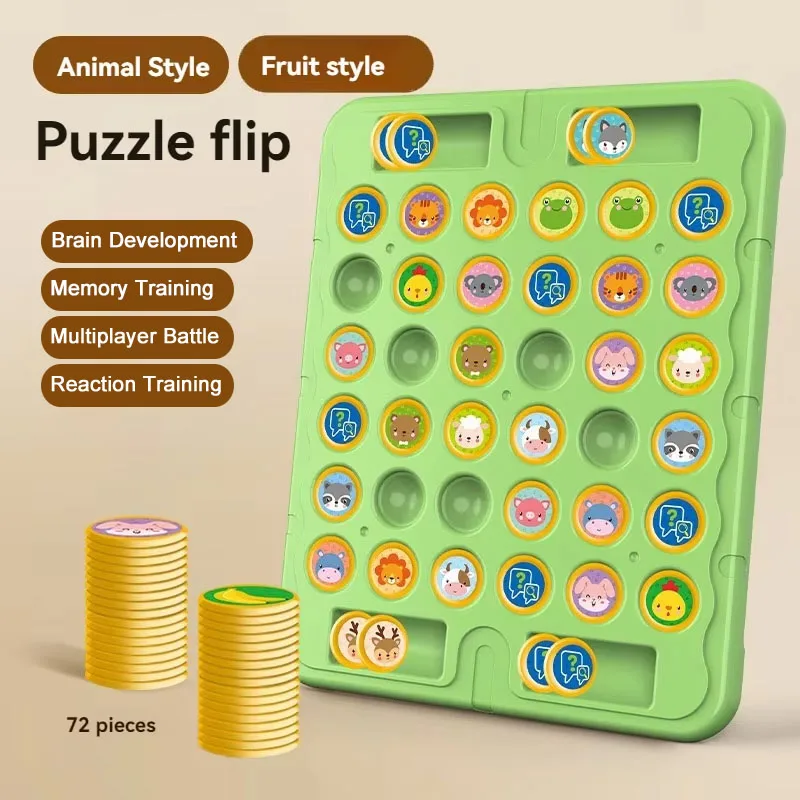 Animal Flip Chess Classic Strategy Board Game Logical Thinking Cognitive Animal Learning Memory Matching Chess Kids Activity Toy