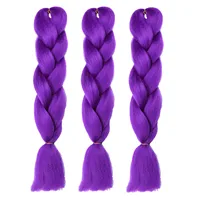 Extensions capillaires synthétiques violettes de 24 pouces, pour tresses au Crochet, tresses queue de cheval Jumbo, coiffure Ru Mi, cheveux multicolores 4