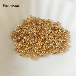 Wholesale 200pcs/lot 2mm/2.5mm/3mm Crimp Beads 18K Real Gold Plated Crimp End Beads for DIY Jewelry Making Supplies