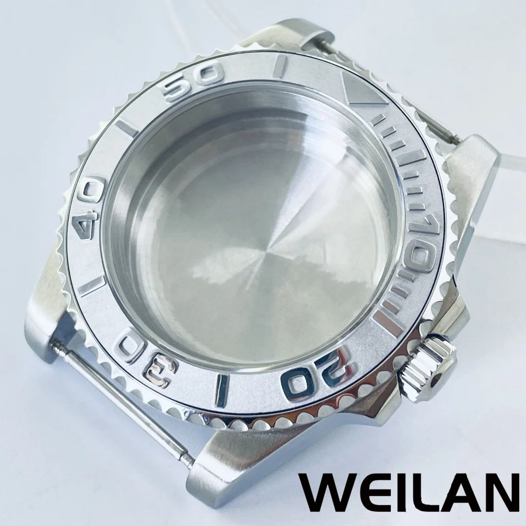 Silver Watch Case with Ceramic Bezel and Sapphire Crystal