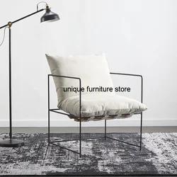 Nordic Single Sofa Chair Lazy Luxury Iron Dining Chair Modern Living Room Designer Furniture Negotiation Library Furniture