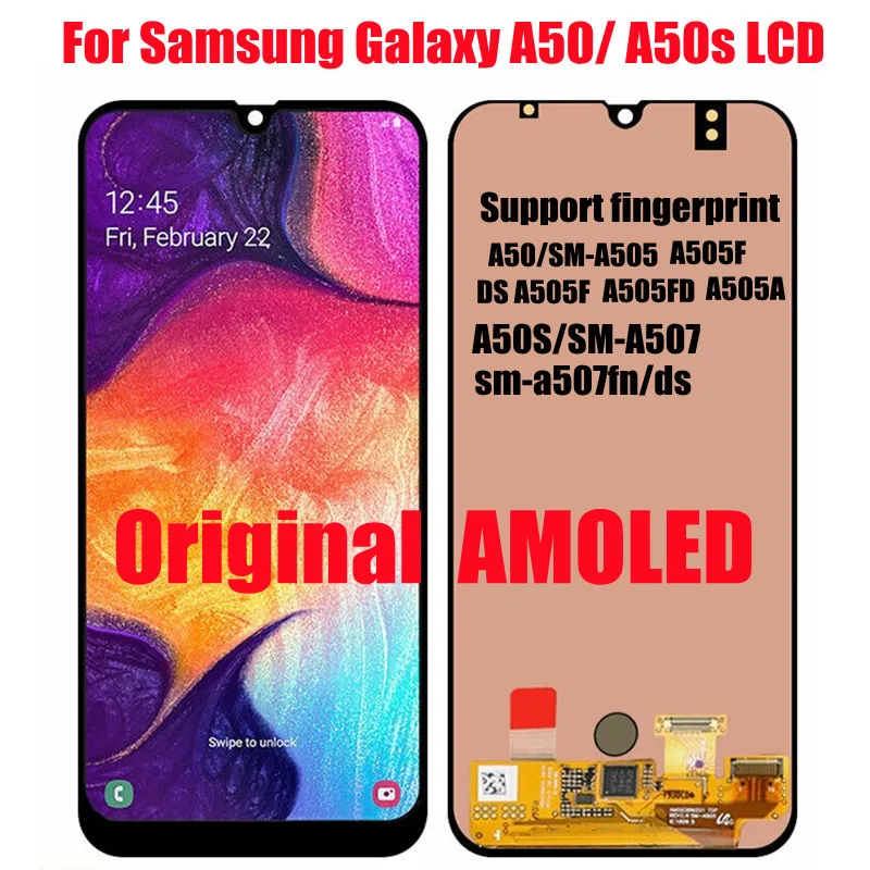 

Для Samsung galaxy A50 2019 A505F/DS A505F A505FD A505A сенсорный экран дигитайзер в сборе для Galaxy A50S 2019 ЖК-дисплей с рамкой