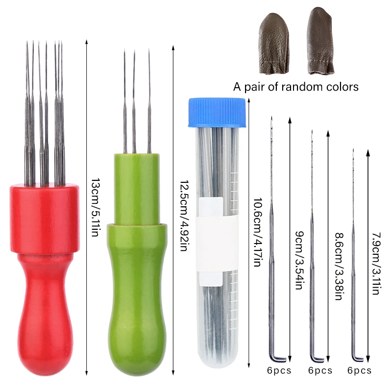 Wool Felting Set 18 Pcs Needles 3 Sizes With Colorful Wood Handle Needle Felting Tool