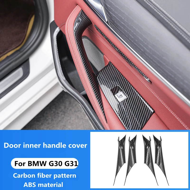 

Car styling door inner handle cover decorative sticker for BMW 5 Series G30 G31 carbon fiber pattern interior accessories