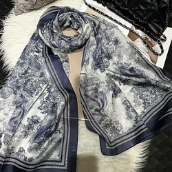 Mulberry Silk Silk Scarf,Satin Fashion Leopard Print Silk Scarf Shawl Large Facecloth Apparel Accessories Design Long Scarf Cape