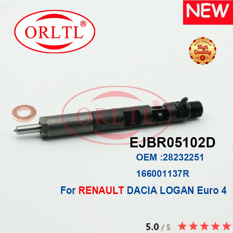 

Injector EJBR05102D 166001137R 28232251 for RENAULT DACIA LOGAN Nozzle L381PBD Valve 9308-621C Repair Kit 7135-646 Euro 4