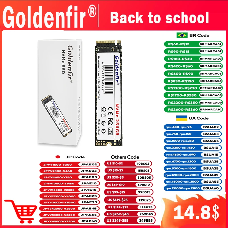 内蔵型SSD Goldenfir M.2 NVMe SSD 1TB Goldenfir M.2 NVMe PCIe3.0×4 SSD 240GB 512GB 1TB 内蔵