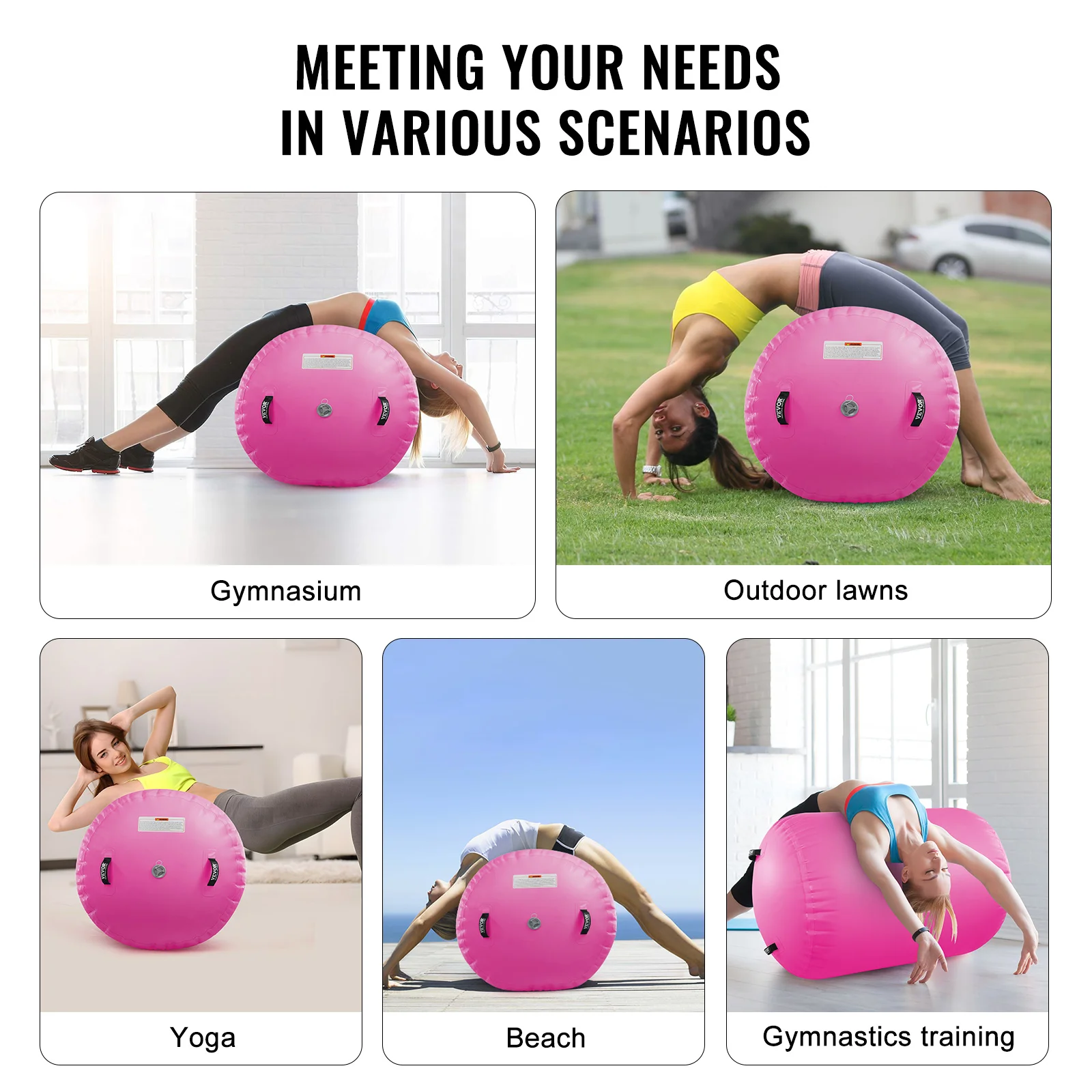 VEVOR Air Mat Tumble Track Air Spot Air Barrel Gymnastic Equipment with Electric Pump Tumbling Backbend Trainer for Home Use/Gym 6