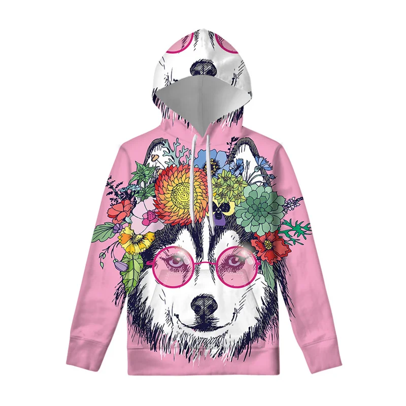 thumbnail image 1 of Sudadera con capucha con estampado 3D de perros y mascotas coloridas para hombres y niños, jersey con gráficos de animales de husky siberiano, ropa de calle, sudaderas casuales, 1 of 5