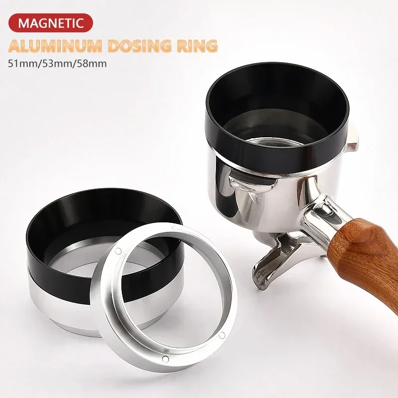 51mm/53mm/58mm Coffee Accessories Aluminum Magnetic Dosing Ring for Brewing Bowls Ground Coffee Concentrate Coffeeware Kitchen