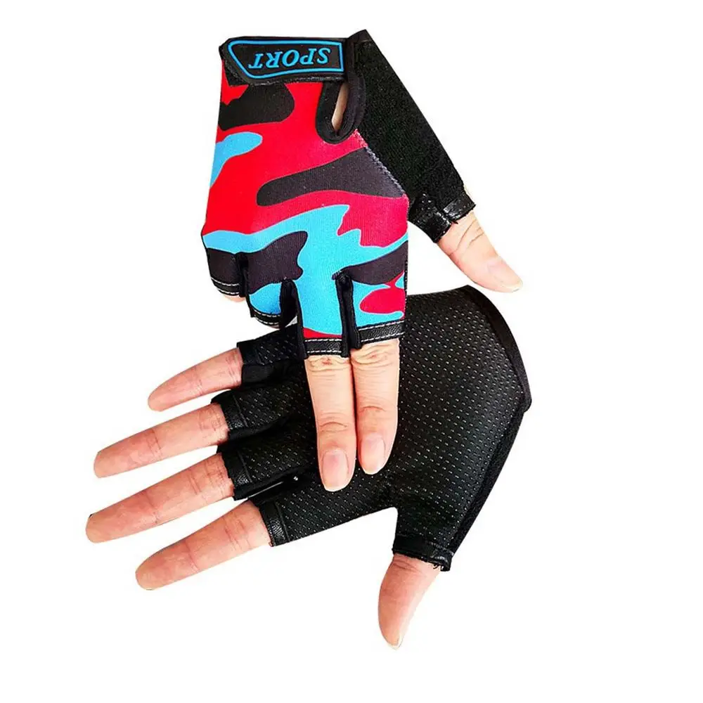 Cycling Gloves Half Finger Mittens Outdoor Non-slip Cycling Riding Equipment Child Bicycle Gloves Camouflage Bike