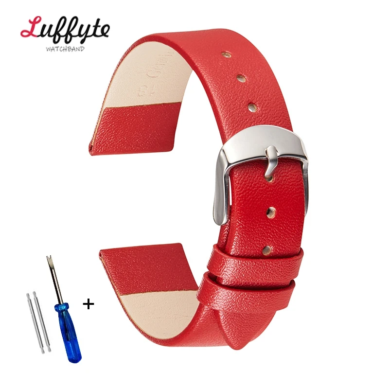 Premium Genuine Leather Ultra-Thin Watch Strap - Soft Cowhide Band in Multiple Sizes
