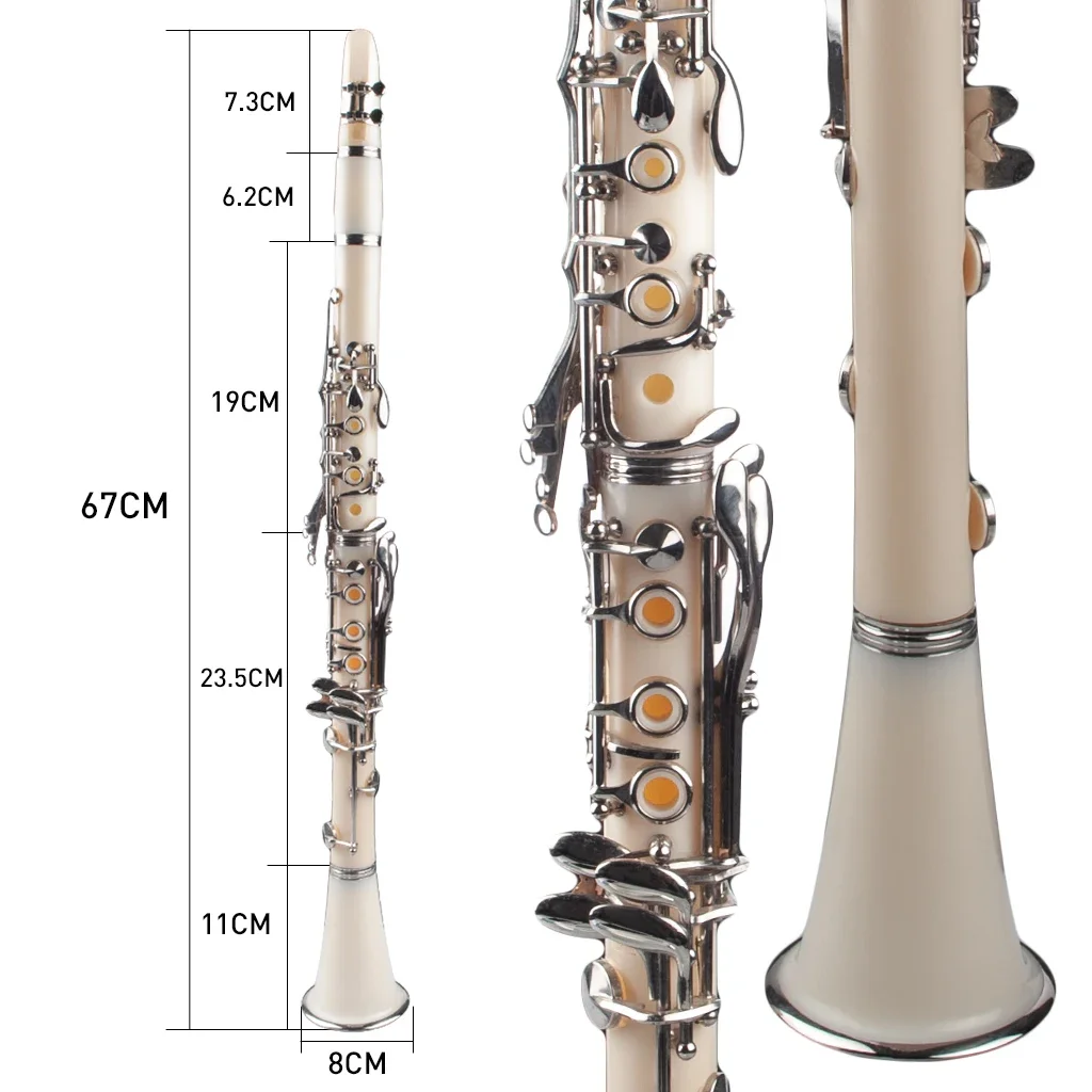 Mugig 17-Key ABS Clarinet Bb Flat W/Case Gloves Cleaning Cloth Reed Case Reeds