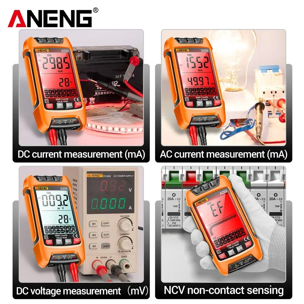 ANENG SZ02 9999 īƮ Ʈ  Ƽ, True RMS ڵ  ĿнϽ 跮, µ  Ʈ ׽