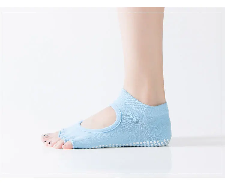 3 Paar Yoga-Socken für Damen mit geteilten Zehen, rutschfeste Pilates-Socken, Halbzehen-Knöchelsocken für Sport, Fitness und Ballett mit Zehenabtrennung – Detail 21