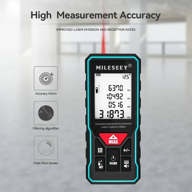 Laser Rangefinder Distance Meter Laser Tape Measure MILESEEY X6 Laser tape measure 40M 60M 80M 100M Professional Rangefinder with angle display for DIY Decorating Building