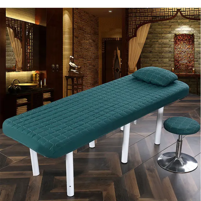 New suture Massage Table Bed Fitted Sheet Solid Color Sweat Full Cover Rubber Band Massage SPA Bed Cover With Face Hole