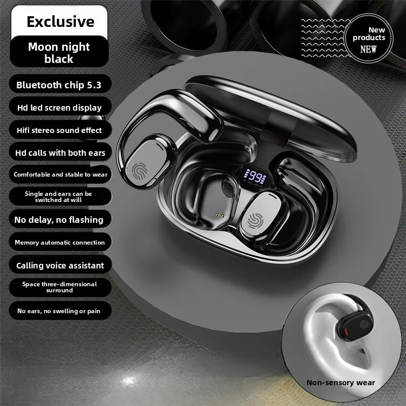 Nuovi auricolari wireless per lo sport e la corsa con ganci auricolari, cuffie wireless Pure Bass, doppio display LED e microfono integrato._voghion.com