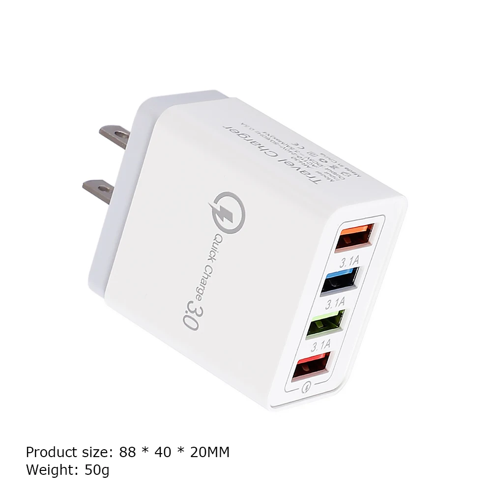 4 Port Fast Charging USB Travel Charger Adapter