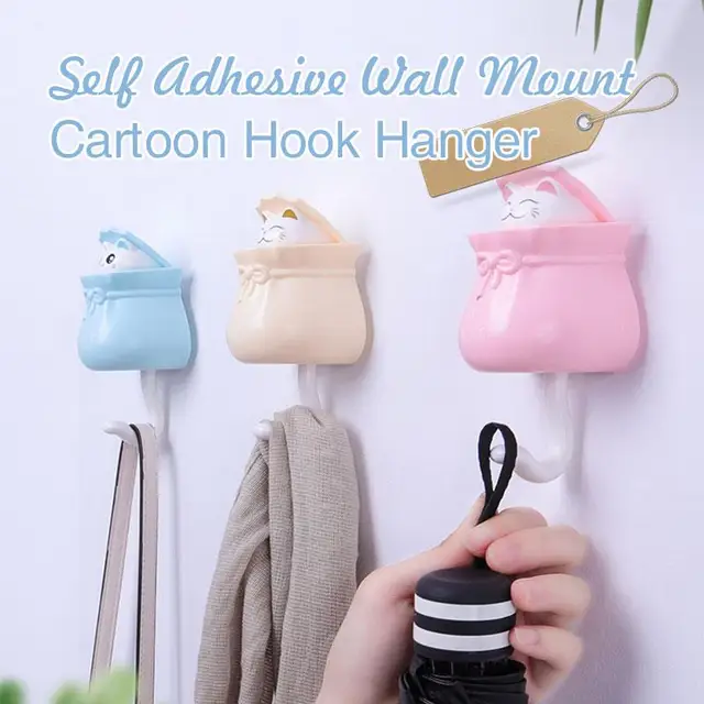 1Dcs Kreatív Macska Kulcs Kampó Zökkenőmentes Kollégiumi Hálószoba Ajtó Fogasok Horgok Esernyő Törülköző Sapka Kabát Állvány Fal Dekoráció
