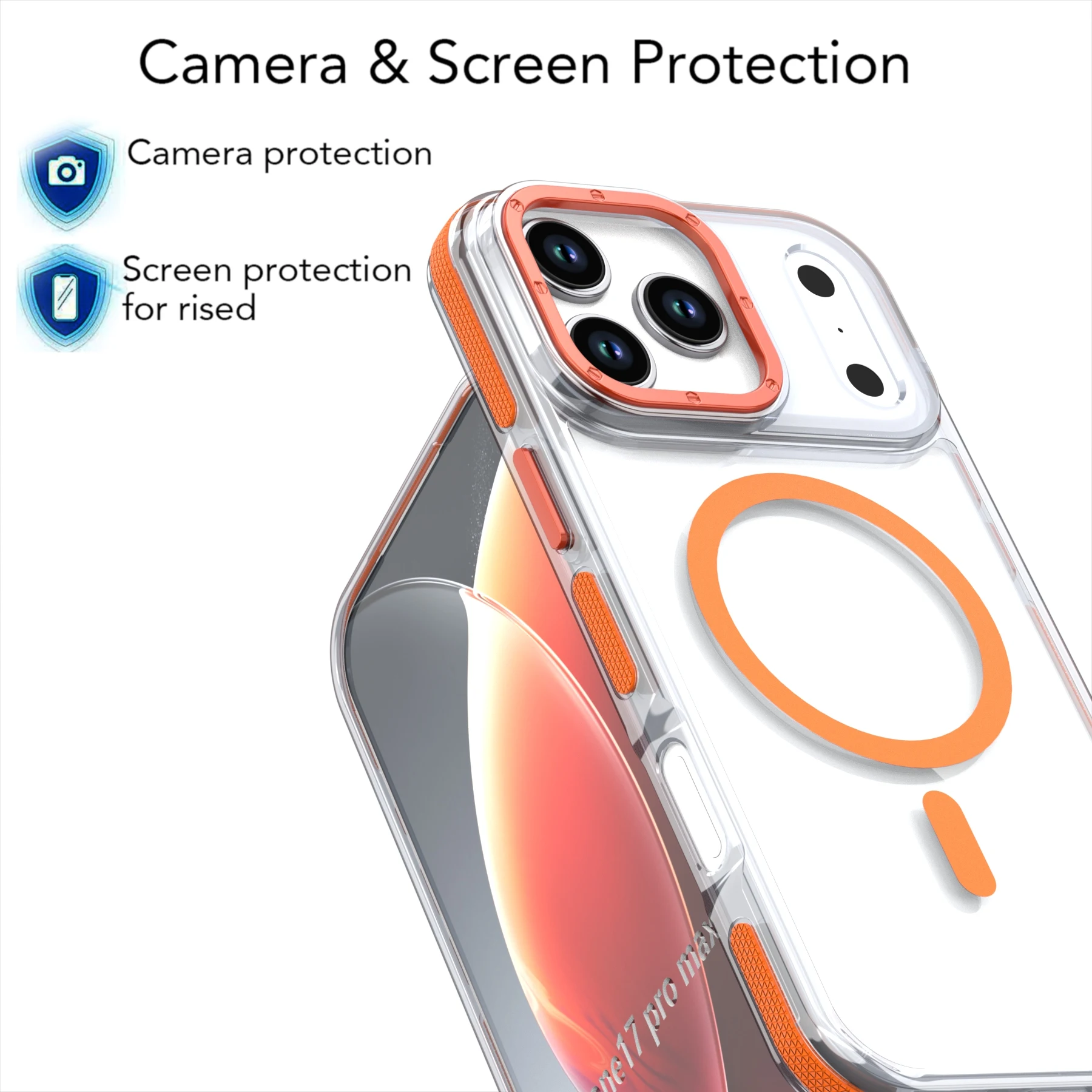 Luxury Shockproof MagSafe Wireless Charging Clear Case with Magnetic Cover