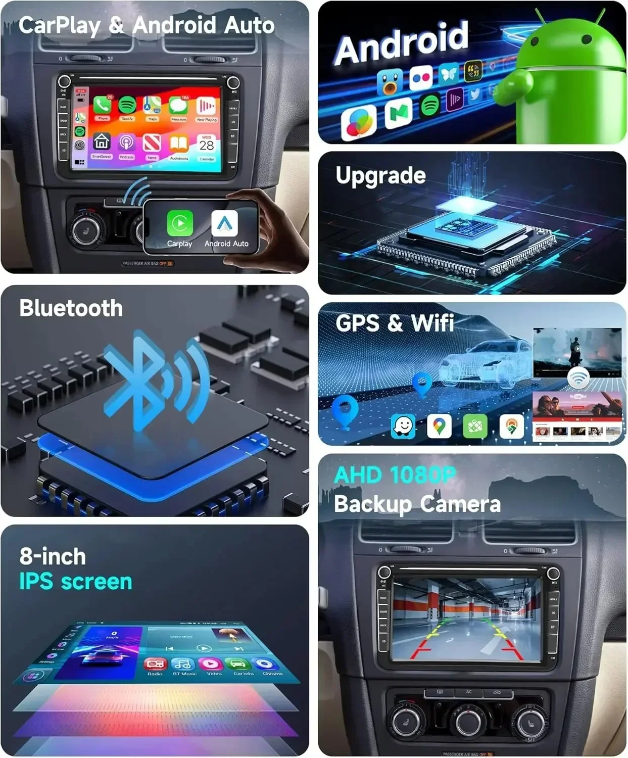 Compatible For VW Volkswagen Jetta Passat 7" Android 13.0 Car Stereo Radio Apple Carplay GPS