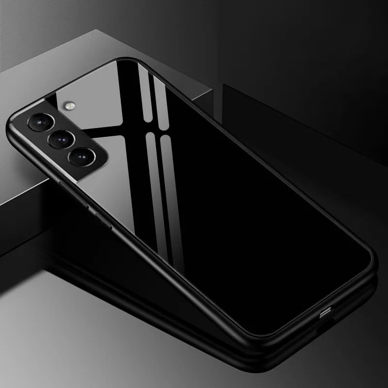 Luxury Tempered Glass Phone Case with Hard Back Bumper and Enhanced Protection