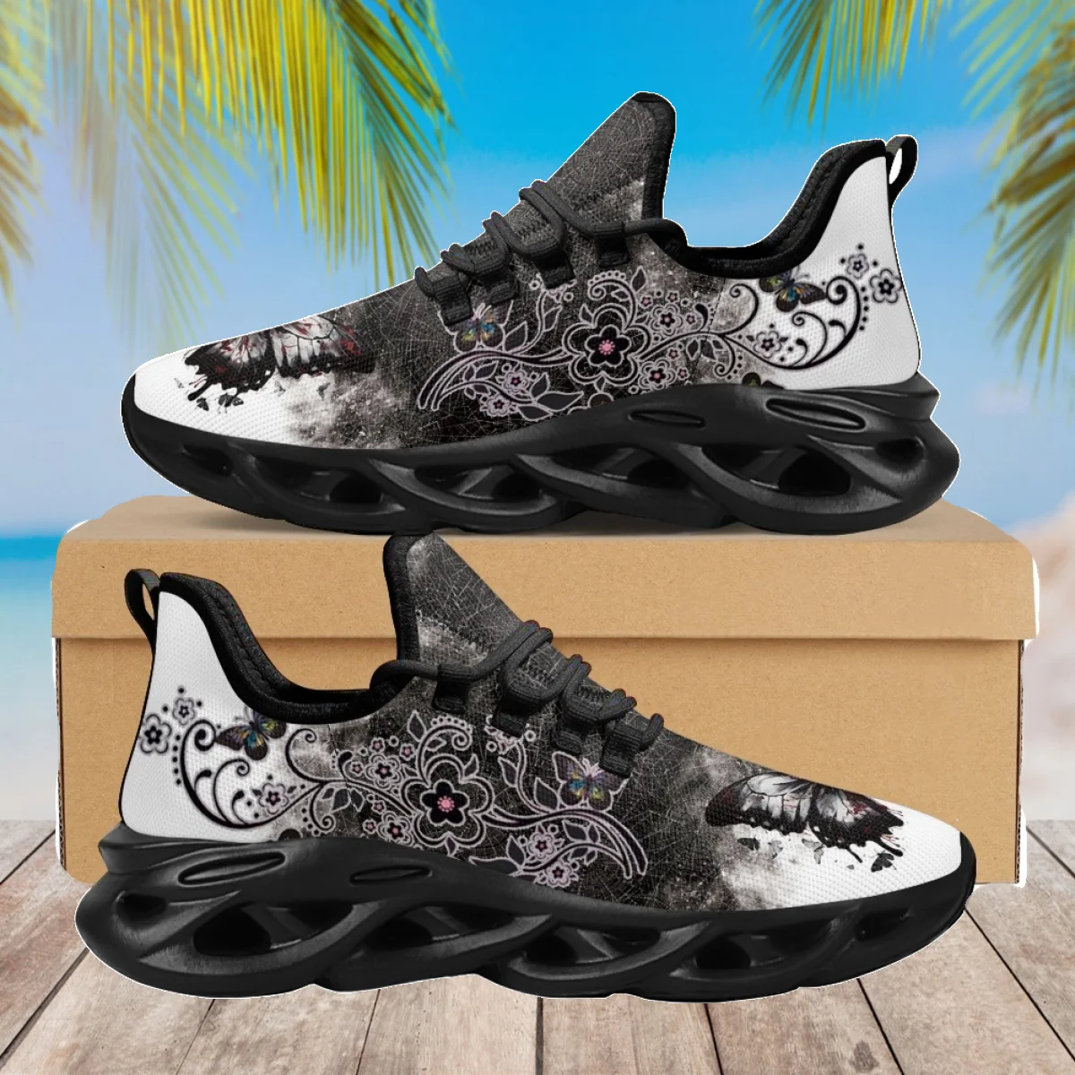 

Женские сетчатые кроссовки INSTANTARTS, темно-синие дышащие кроссовки с бабочками, для бега, для улицы, лето 2023