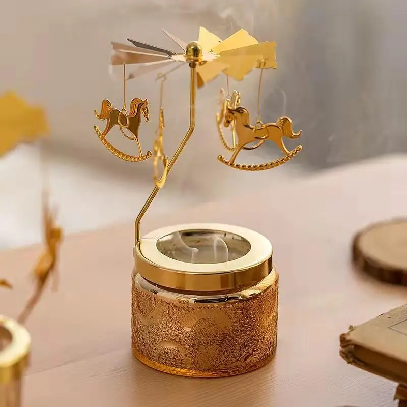 Bougeoir Tournant à Rotation Thermique - Lanterne Romantique Pour Bougies, Décoration De Table, Dîner Ou Cadeau