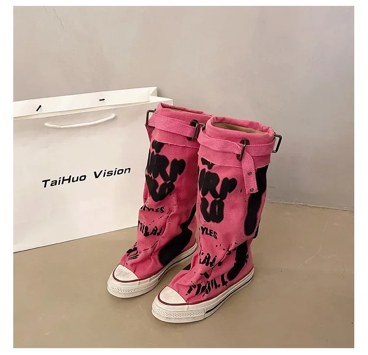 Graffiti Mid Calf Canvas Shoes 39