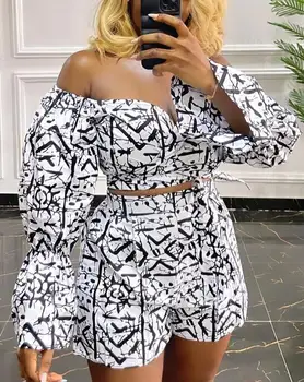 Seun Off Shoulder Bell Sleeve Two Piece Outfit