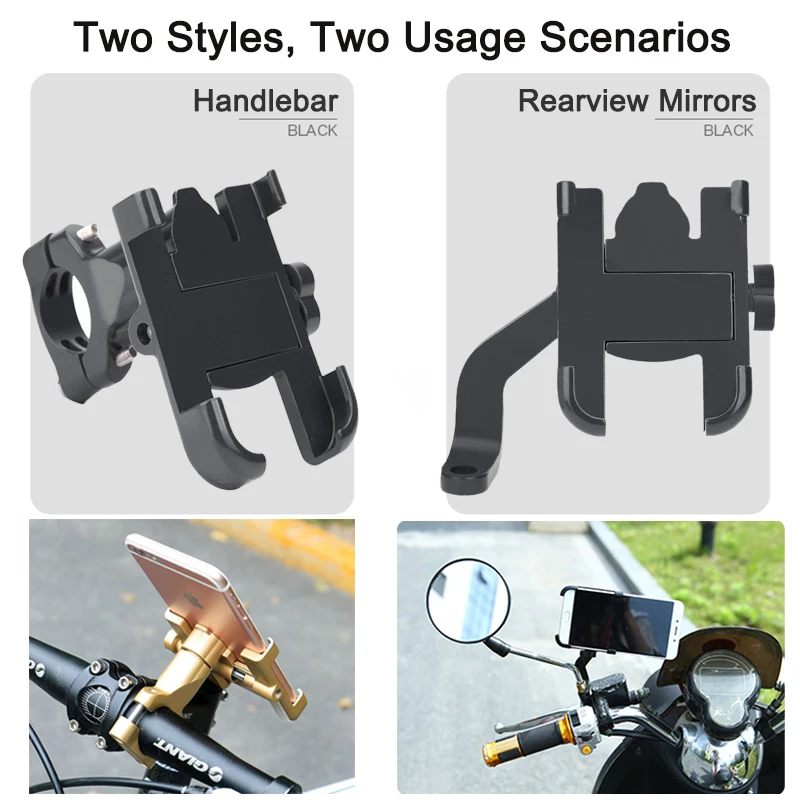 Universal Aluminum Alloy Motorcycle and Bicycle Phone Holder Stand