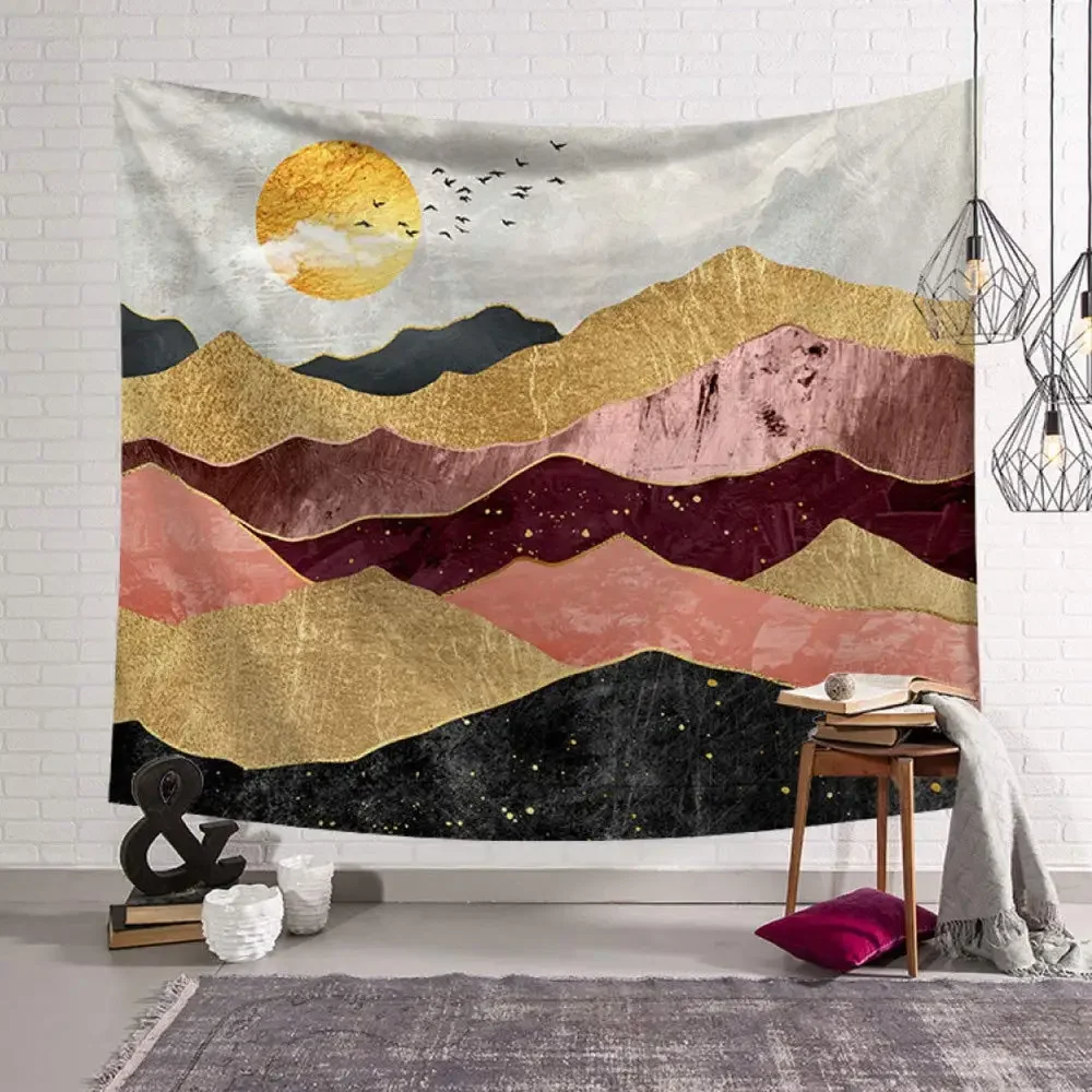 Mountain Tapestry Wall Hanging Forest Tree Sunset Tapestry Nature Landscape Tapestries Wall Hanging for Dorm Bedroom Home Decor