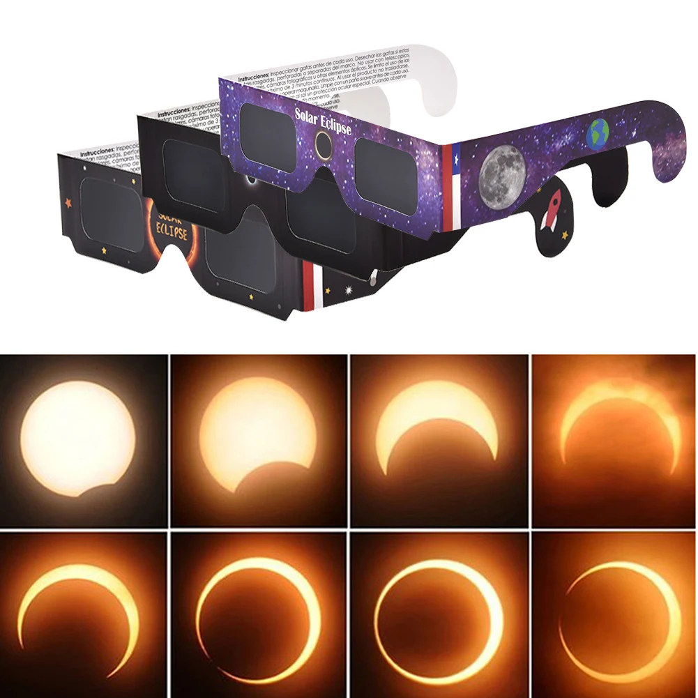 1-8pcs Paper Solar Eclipse Glasses Random Color Protect Eyes Anti-uv Viewing Glasses Safe Shades Observation Solar solar eclipse glasses