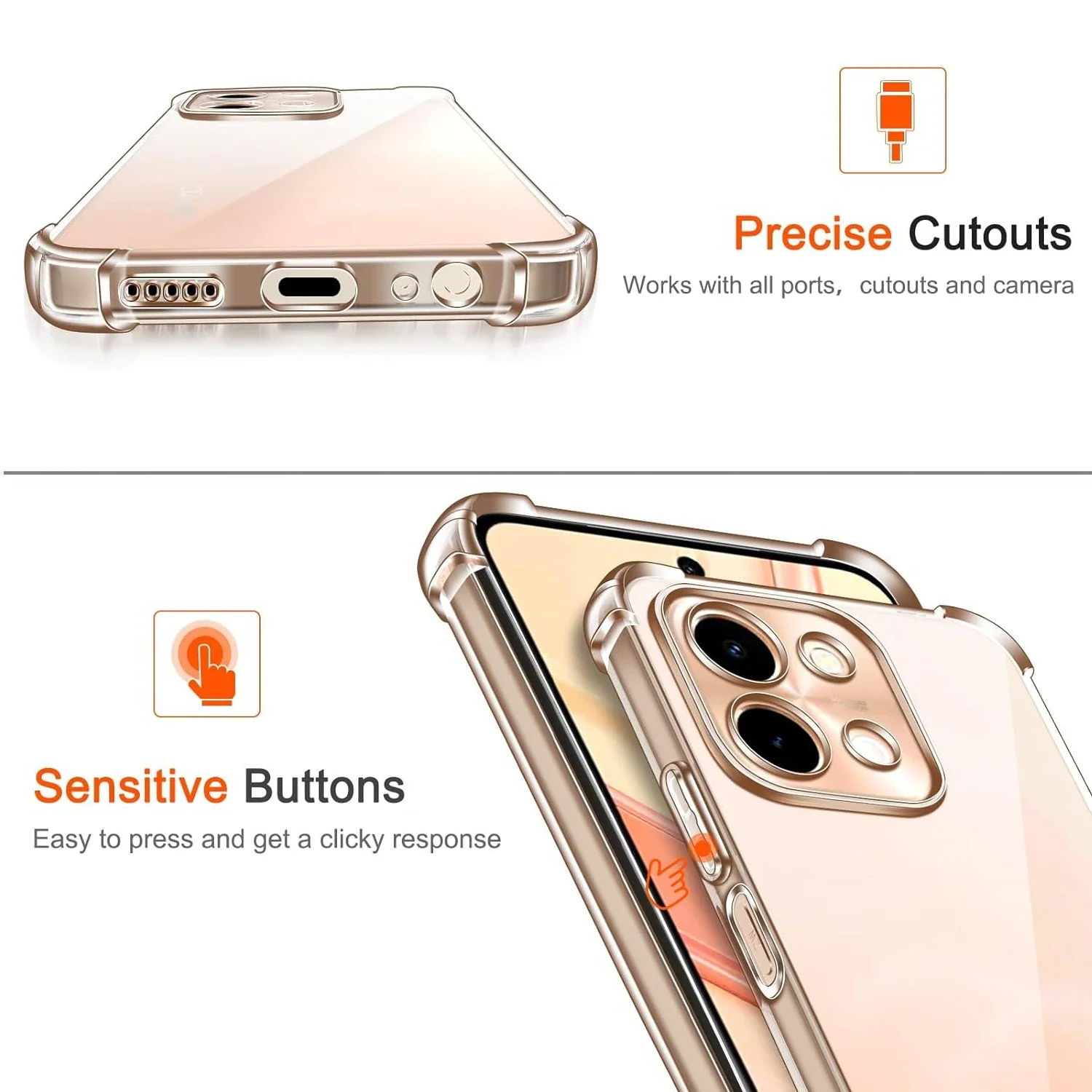 Transparent TPU Shockproof Bumper Case with Reinforced Corners