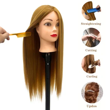 26Inch Long Hair Styling Cosmetology Mannequin Head  Hair Mannequin Head Practice Kit for Braiding Training and Practice