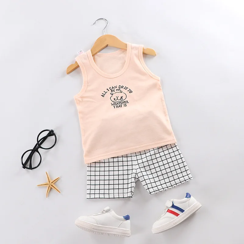 Toddler Girls Vest Set for Summer 1-4Y Young Children Sleeveless Clothing Suit Thin Cotton Boys Cartoon Casual Breathable Outfit Clothing Sets luxury Clothing Sets