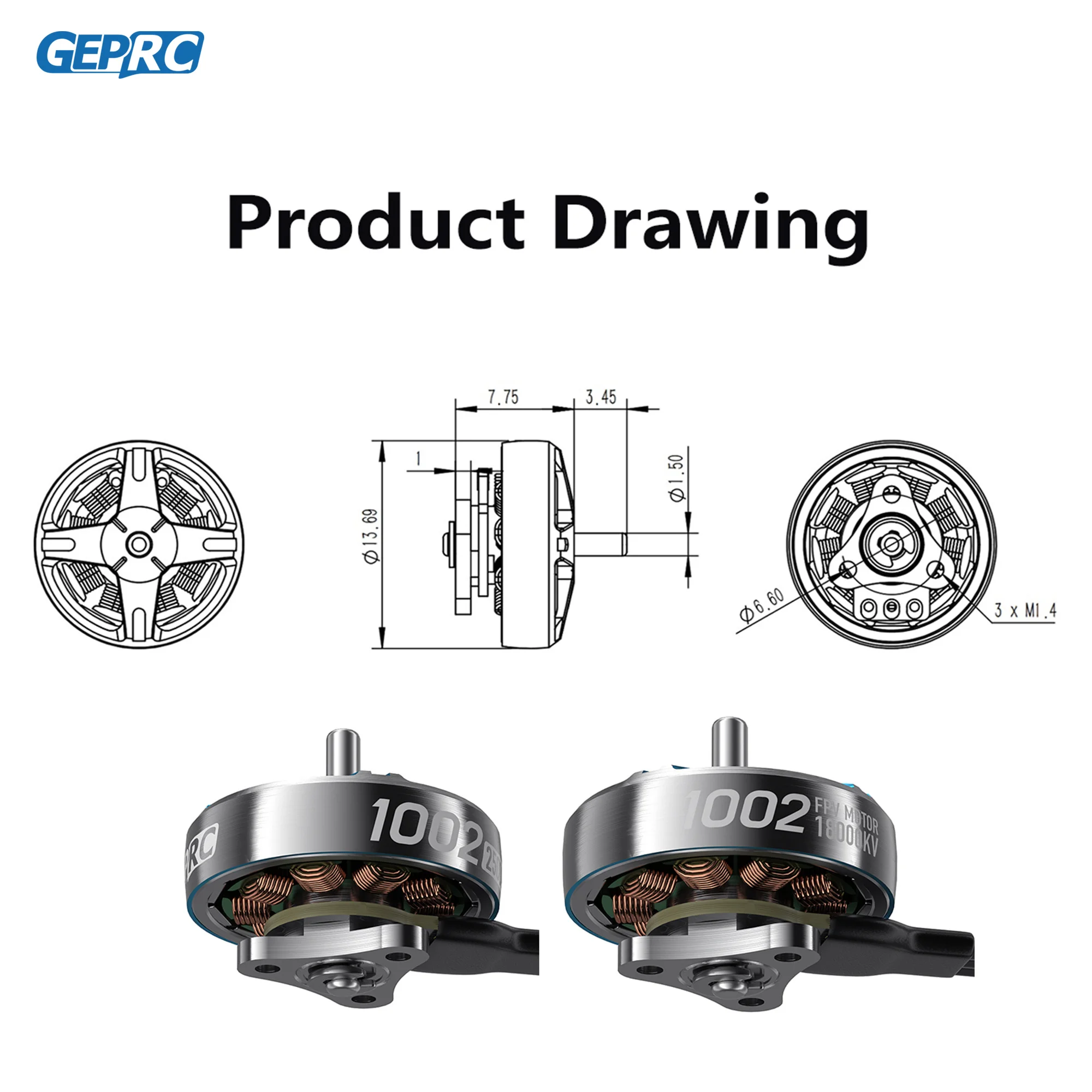 GEPRC SPEEDX2 1002 25000KV 18000KV Motor Suitable T-Cube18 Drone DIY RC FPV Quadcopter Freestyle 1.6-2 Inch Drones Accessories