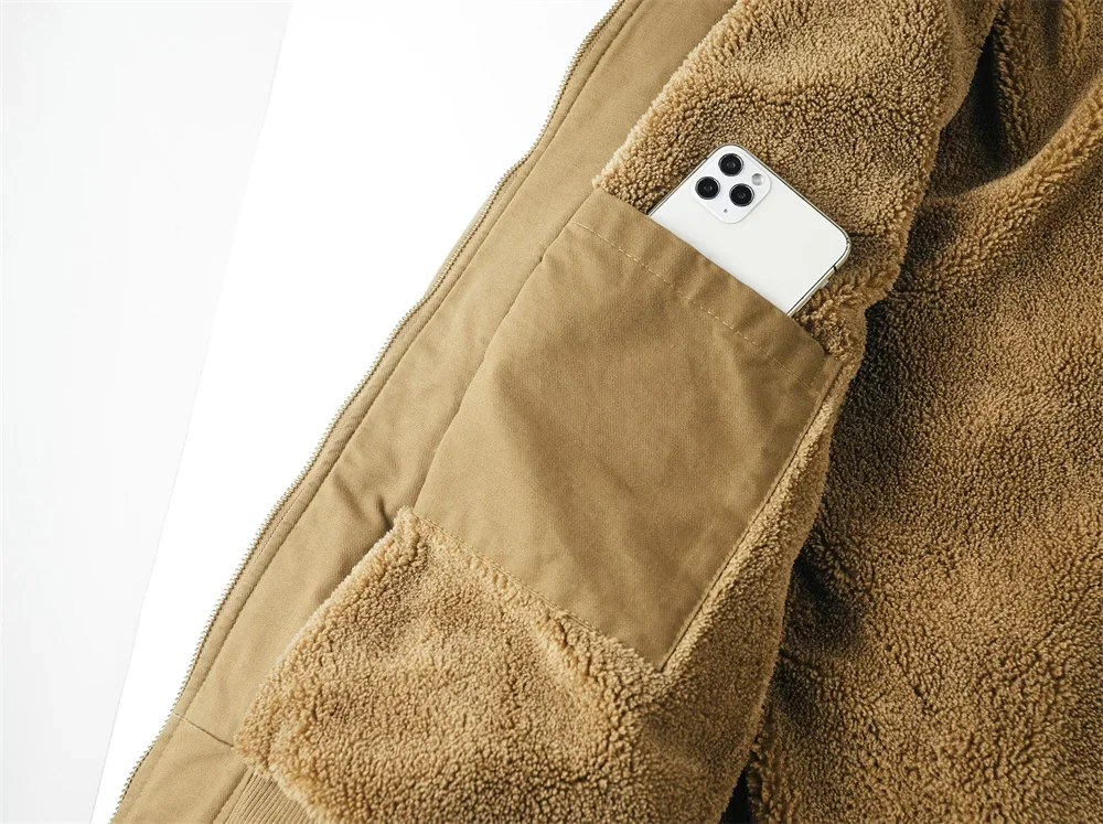 Herren Militärische Taktische Jacke Winddichte Thermo-Fliegerjacke Herbst Winter Fleece Gefütterte Arbeitskleidung Jacke Verdickter Reversmantel Herren – Detail 25