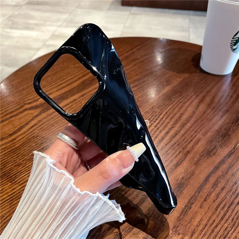 Luxury Curly 3D Wavy Pattern Candy Color Soft Shockproof Phone Case