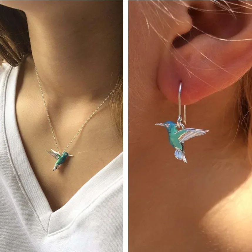 2024 New Fashion Vintage Blue Bird Orecchini Unici Colibrì Orecchini Donna Fashion Animal Jewelry Designs For Ladies Girls